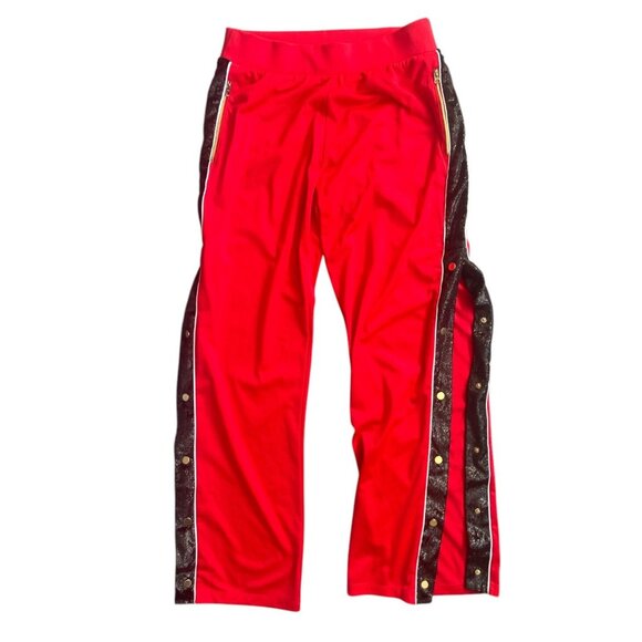 Victoria Sport Tear Away Track Pant Gold Snaps Black Stripe Size Small - Picture 2 of 11